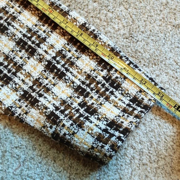 Boho Oversized Crop Blazer Jacket Brown Cream Tweed Metallic Gold Size XL - NWT - Picture 12 of 15